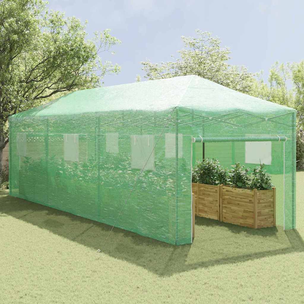 Seră cu cadru pop-up cu acoperiș Verde 290 x 870 x 315 cm Fier