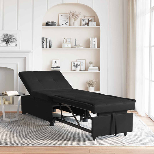 Pat canapea Negru 194 x 67 x 82 cm Microfibră