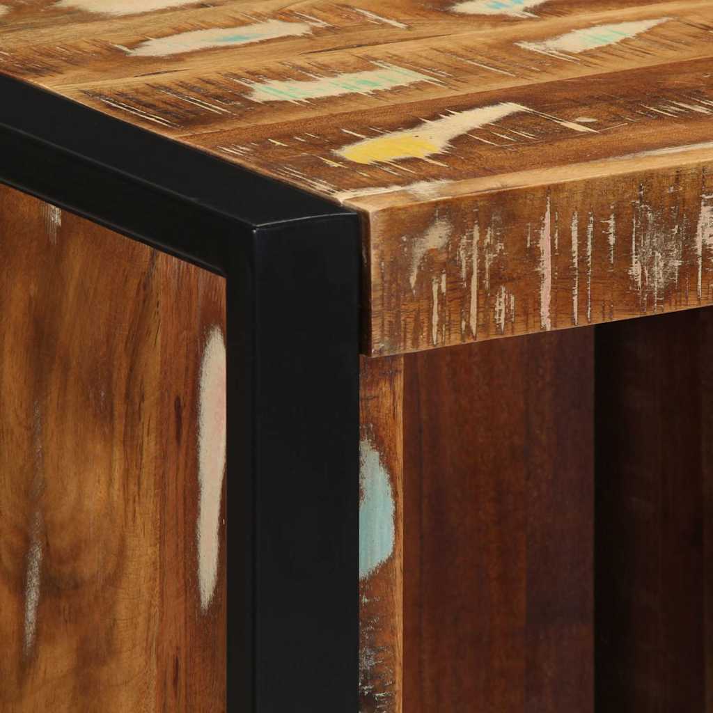 Noptiera multicolor 40x35x40 cm lemn masiv recuperat