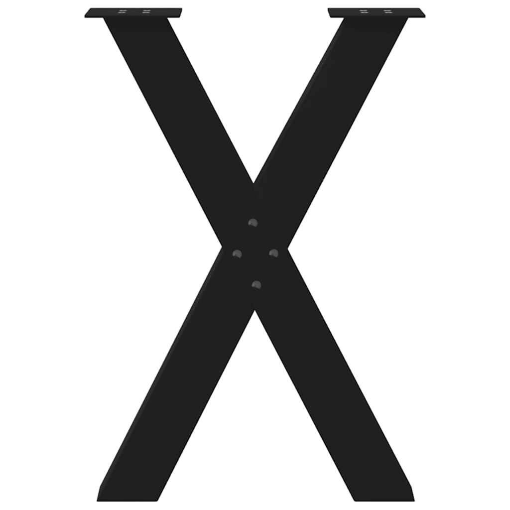 Picioare de masă în formă de X, 2 buc., negru, 50x(72-73) cm, oțel