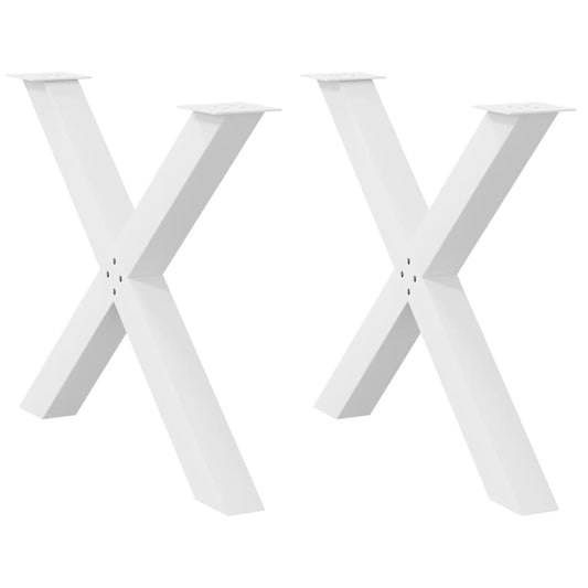 Picioare de masă în formă de X, 2 buc., alb, 90x(72-73) cm, oțel