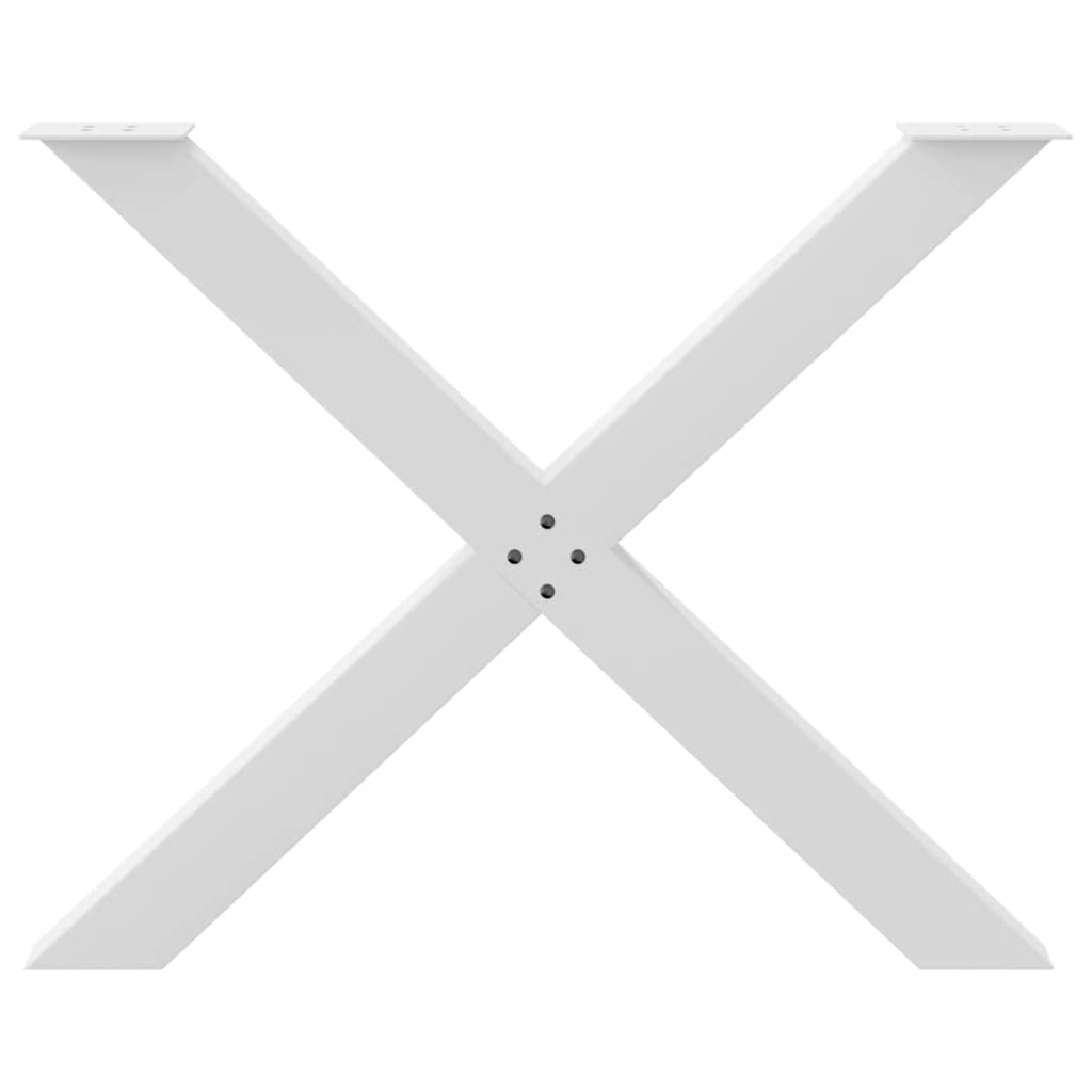 Picioare de masă în formă de X, 2 buc., alb, 90x(72-73) cm, oțel