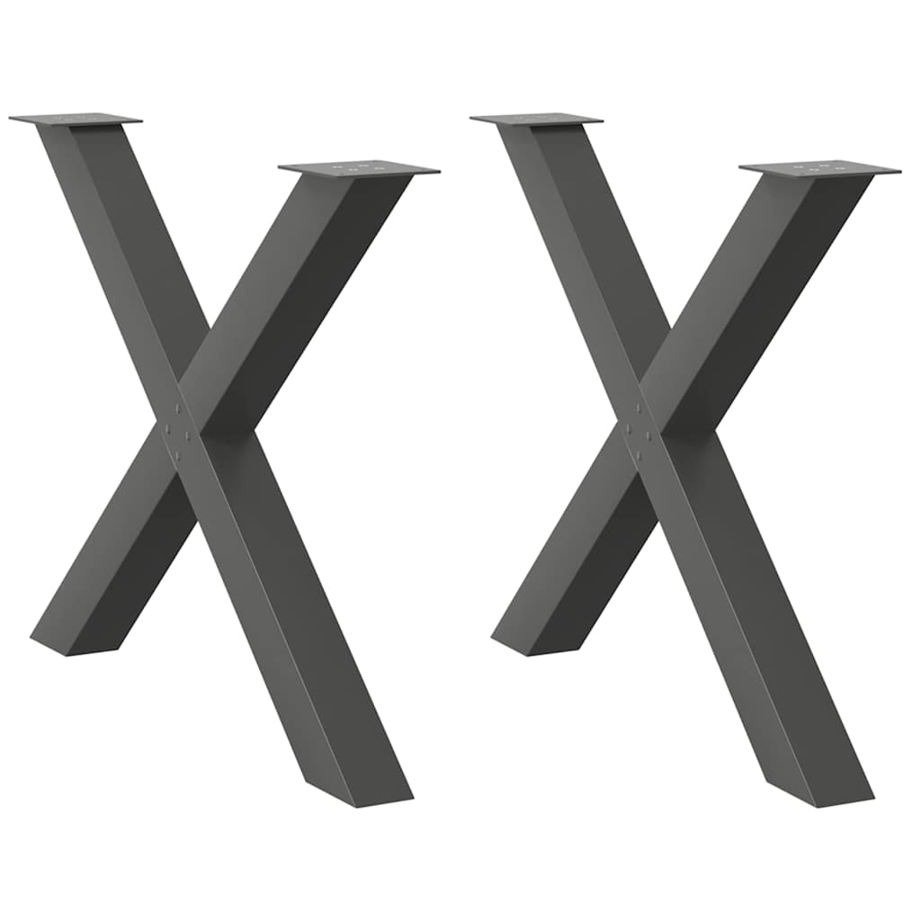 Picioare de masă în formă de X, 2 buc., antracit, 90x(72-73) cm, oțel