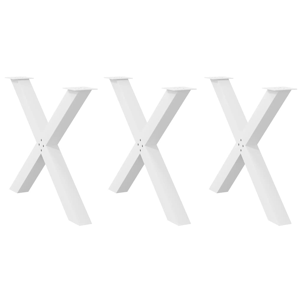 Picioare de masă în formă de X, 3 buc., alb, 90x(72-73) cm, oțel