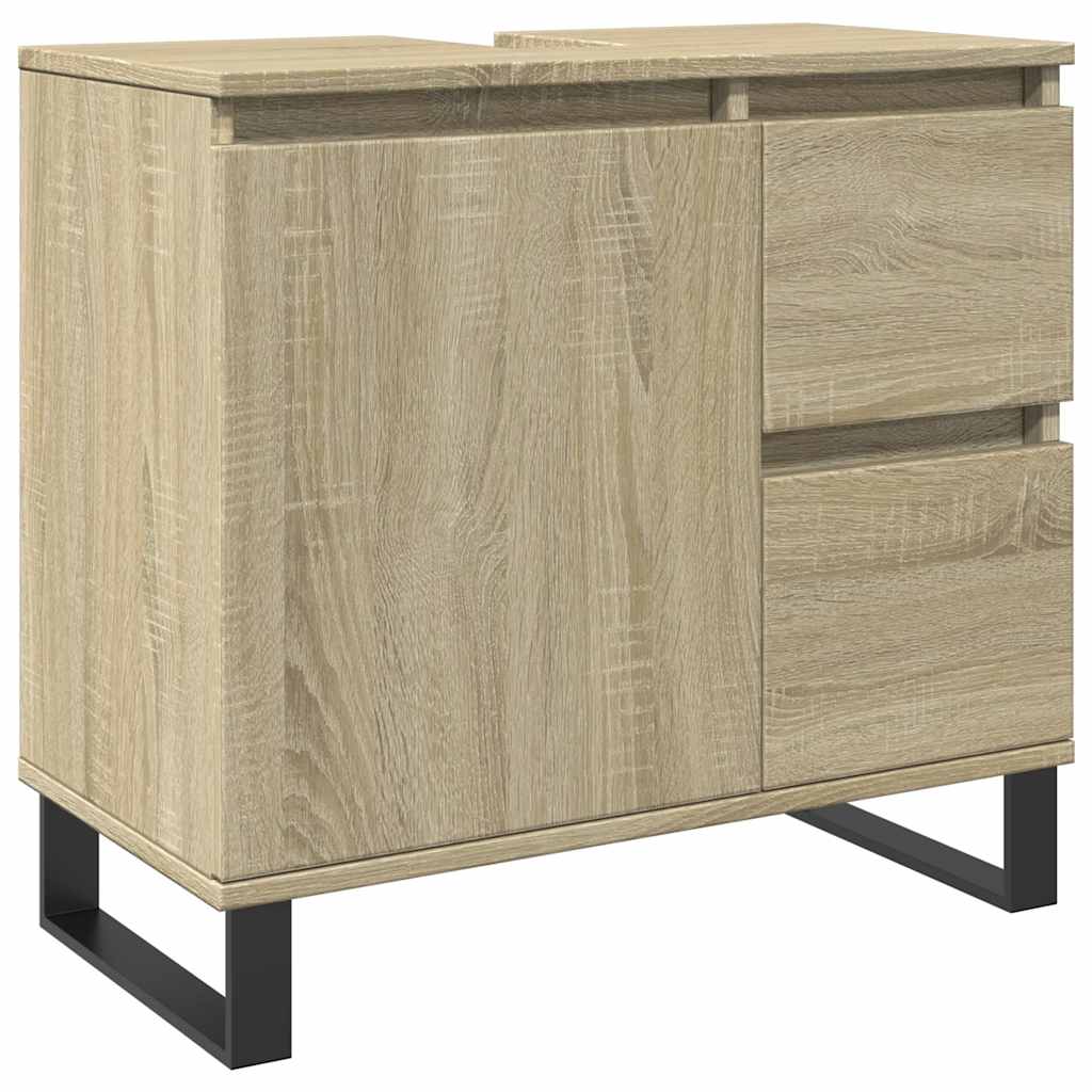 Set mobilier de baie, 3 piese, stejar sonoma, lemn prelucrat
