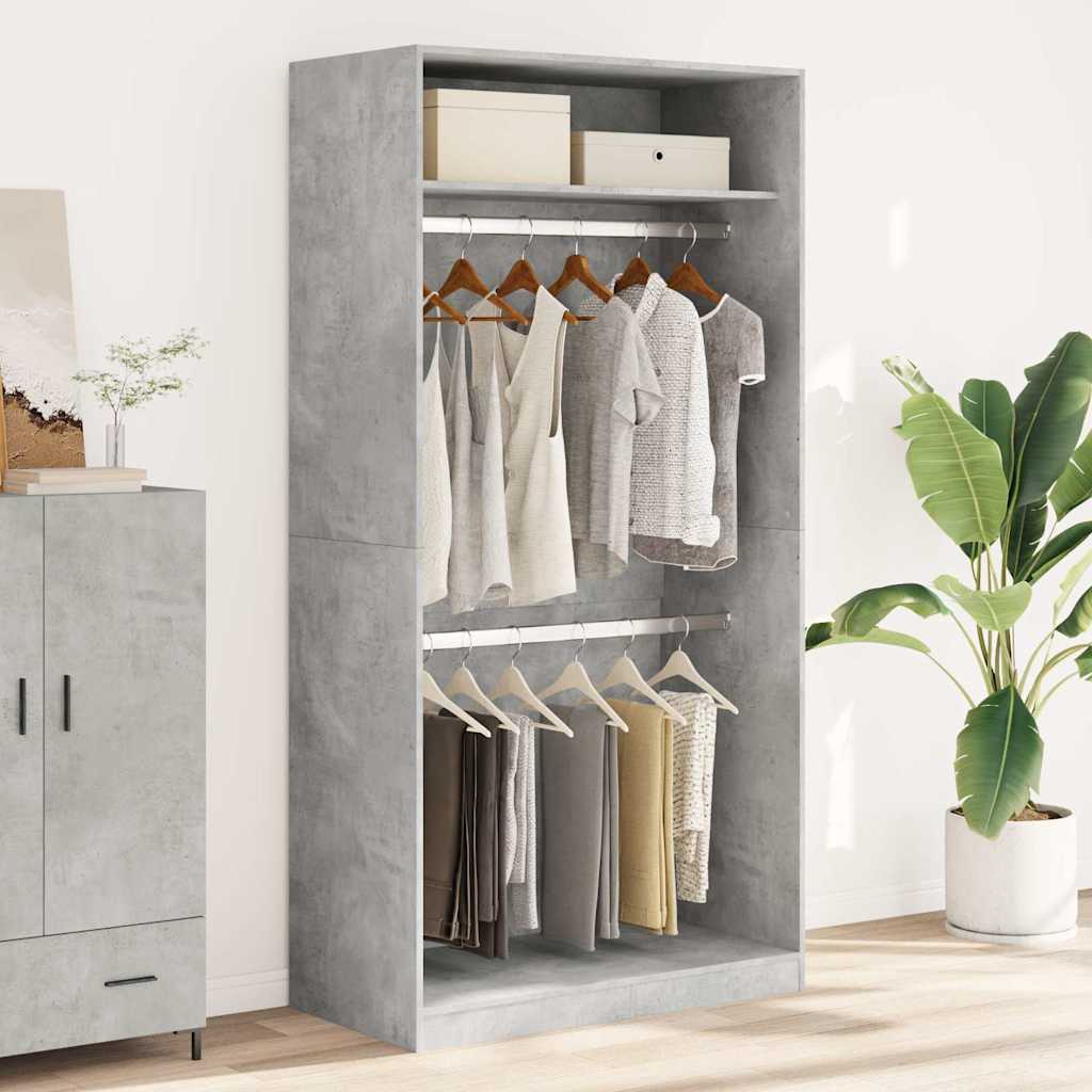 Șifonier, gri beton, 100x50x200 cm, PAL