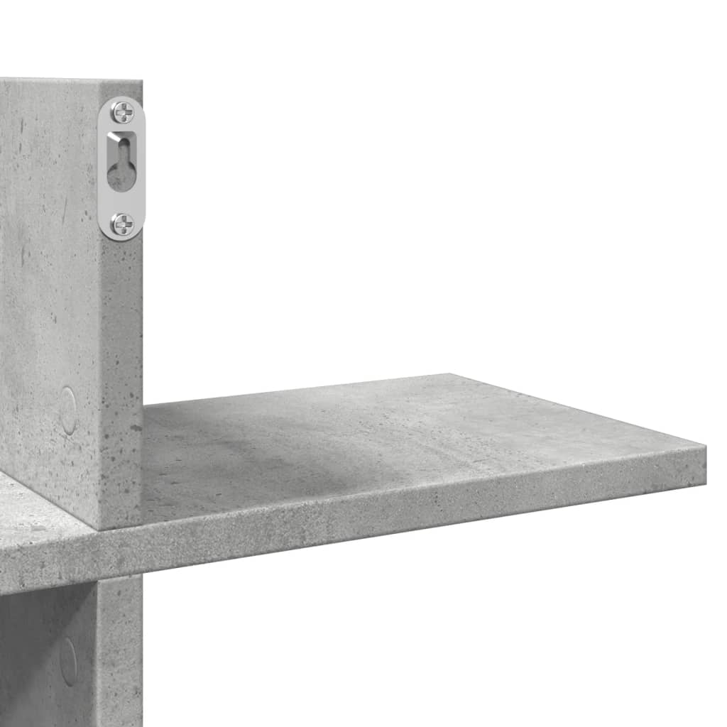 Raft de perete, gri beton, 124,5x18x60,5 cm, lemn prelucrat