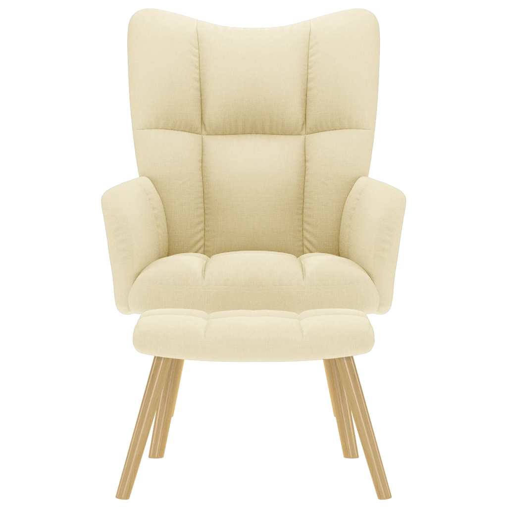 Scaun de relaxare cu taburet, crem, textil