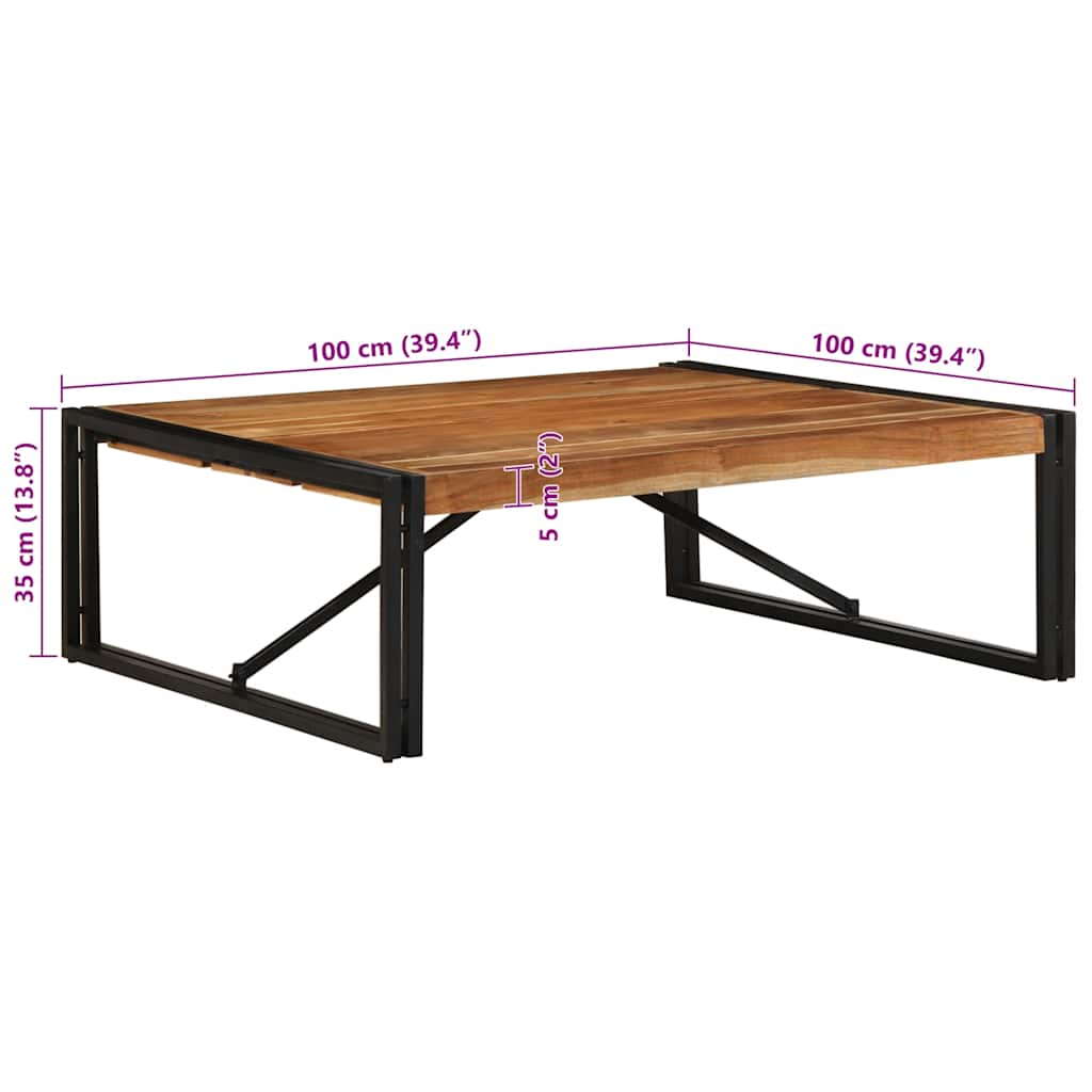 Masuta de cafea 100x100x35 cm din lemn masiv de salcam