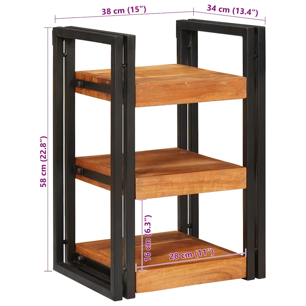 Noptieră Maro și negru 38 x 33 x 58 cm Lemn Solid de Acacia