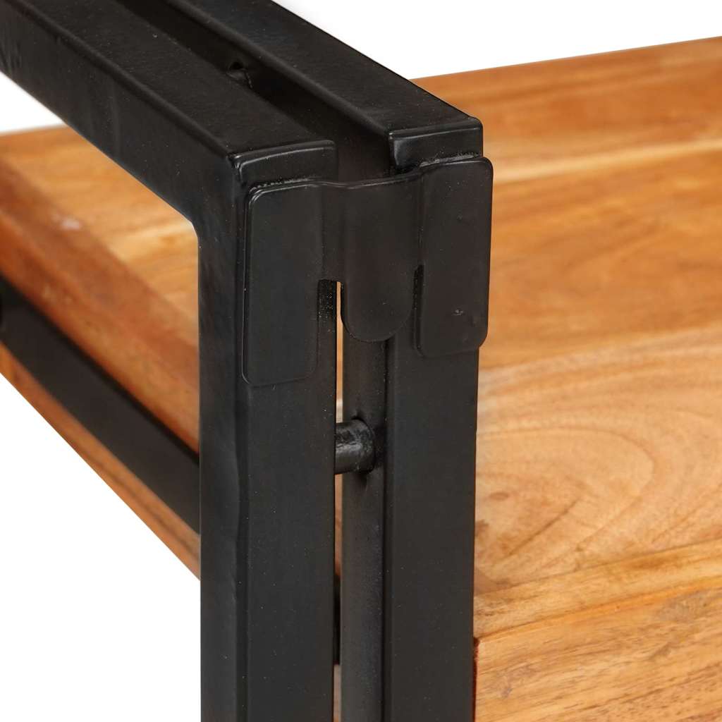 Noptieră 2 pcs Maro și negru Lemn Solid de Acacia