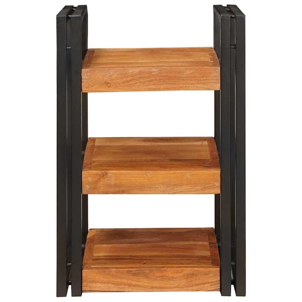 Noptieră 2 pcs Maro și negru Lemn Solid de Acacia