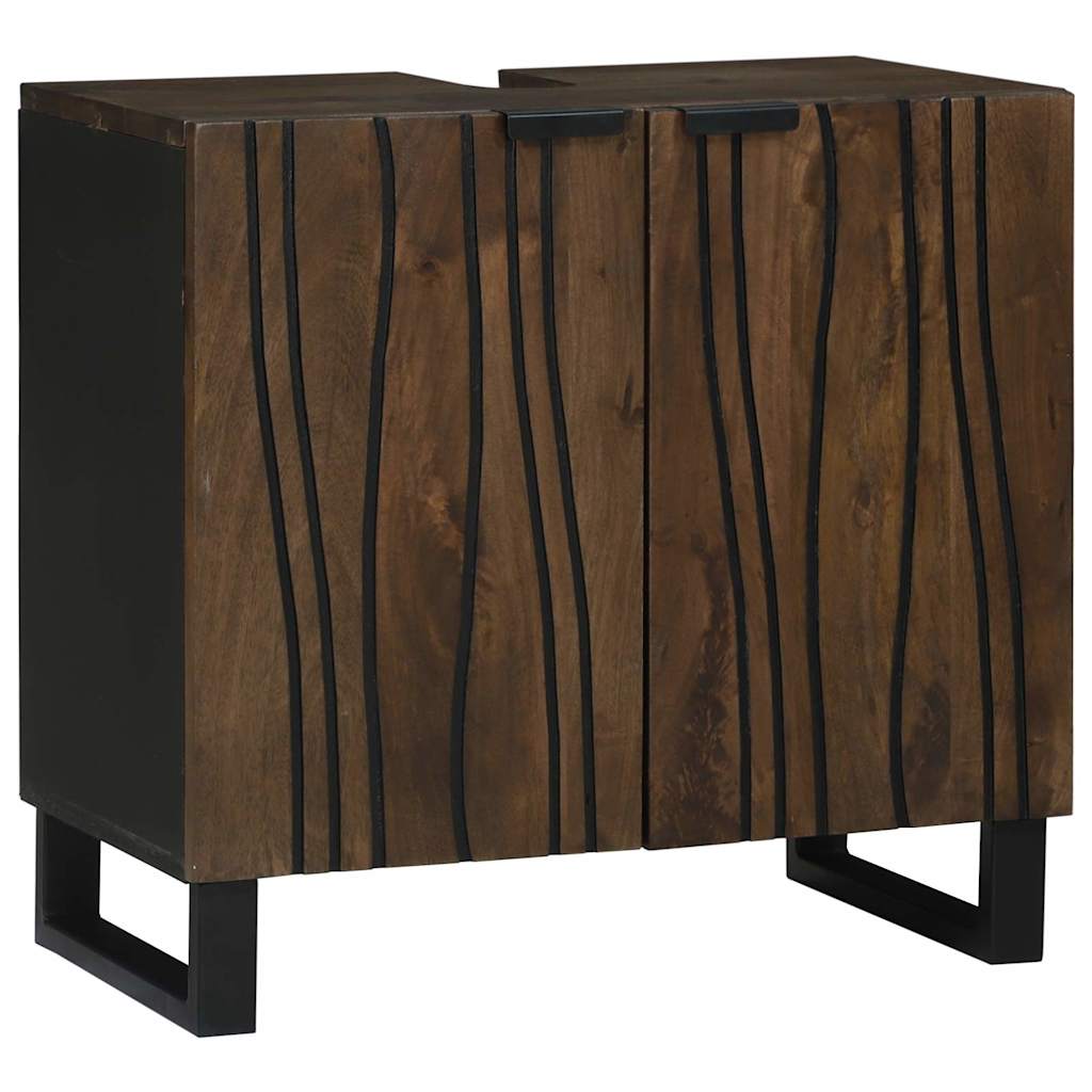 Set de mobilier pentru baie cu ușă 3 pcs Maro Nuc Lemn compozit