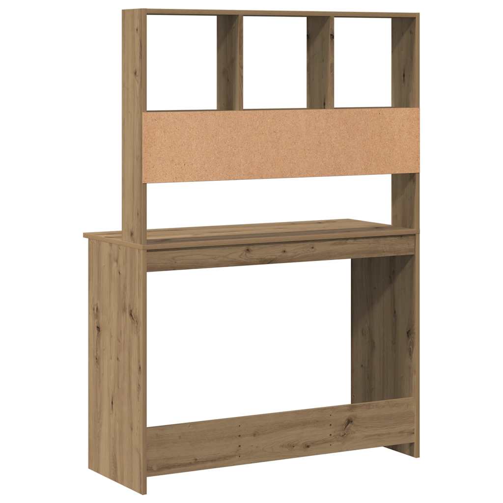 Birou cu rafturi stejar artizanal 102x45x148 cm, lemn prelucrat