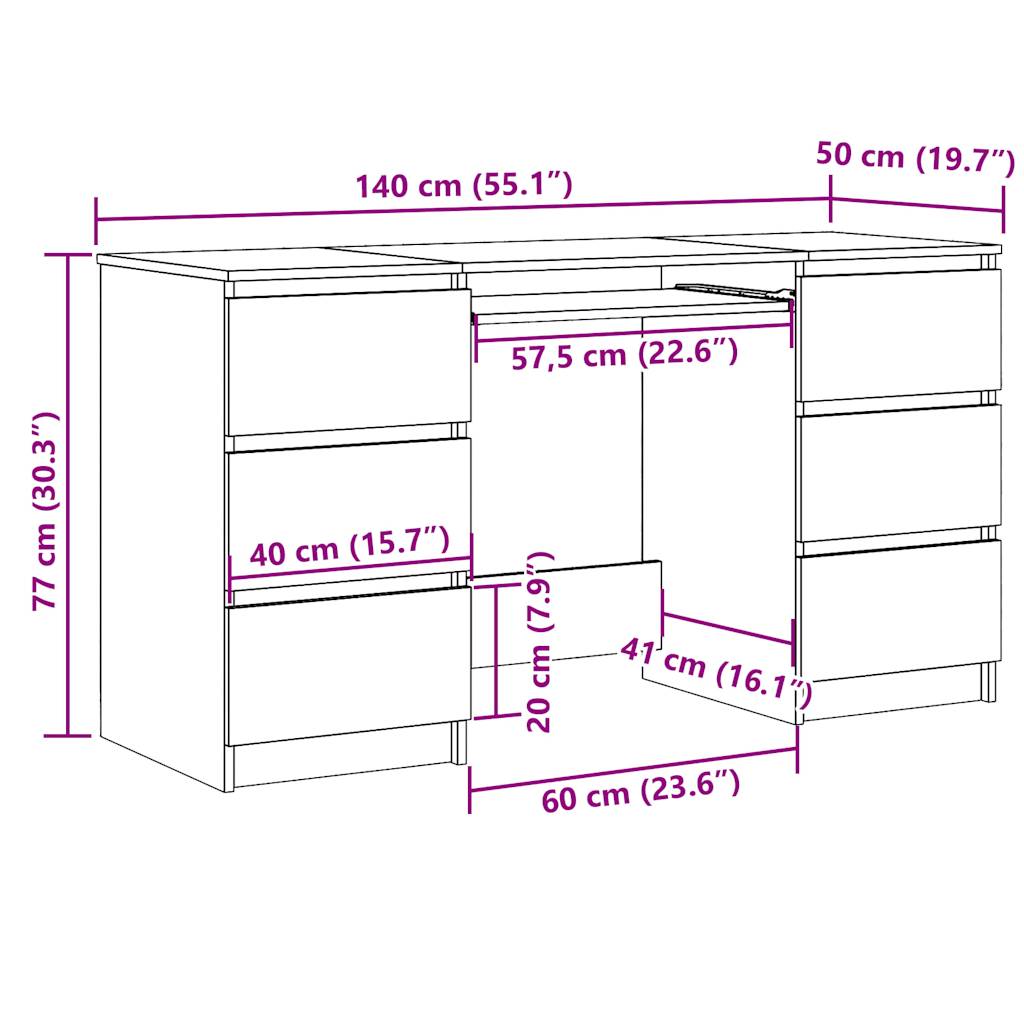 Birou de scris, lemn prelucrat, 140x50x77 cm, lemn prelucrat