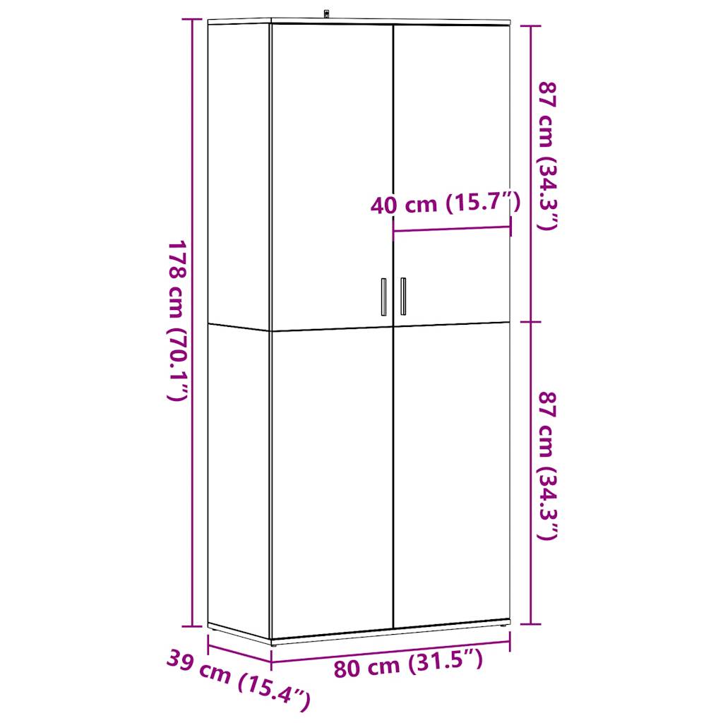 Pantofar, Lemn vechi, 80x39x178 cm, PAL