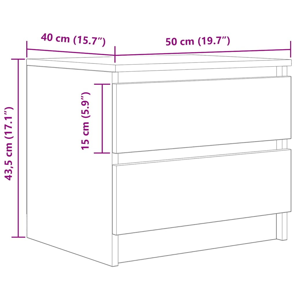 Noptieră, stejar artizanal, 40x40x50 cm, lemn prelucrat