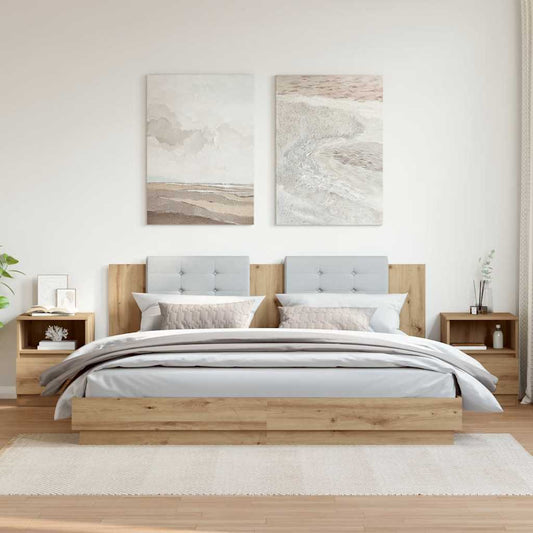 Noptiere, 2 buc., stejar artizanal, 40x40x50 cm, lemn prelucrat