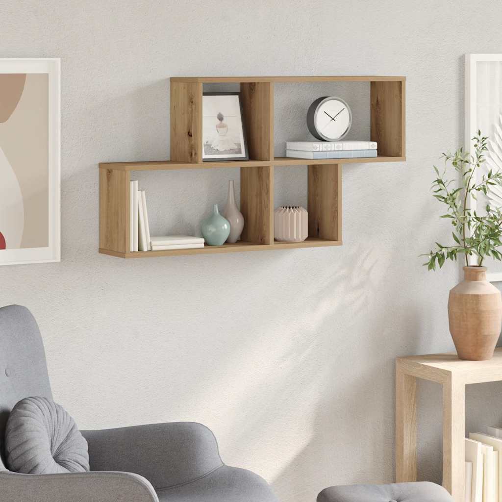 Raft de perete, stejar artizanal, 100x18x53 cm, lemn prelucrat