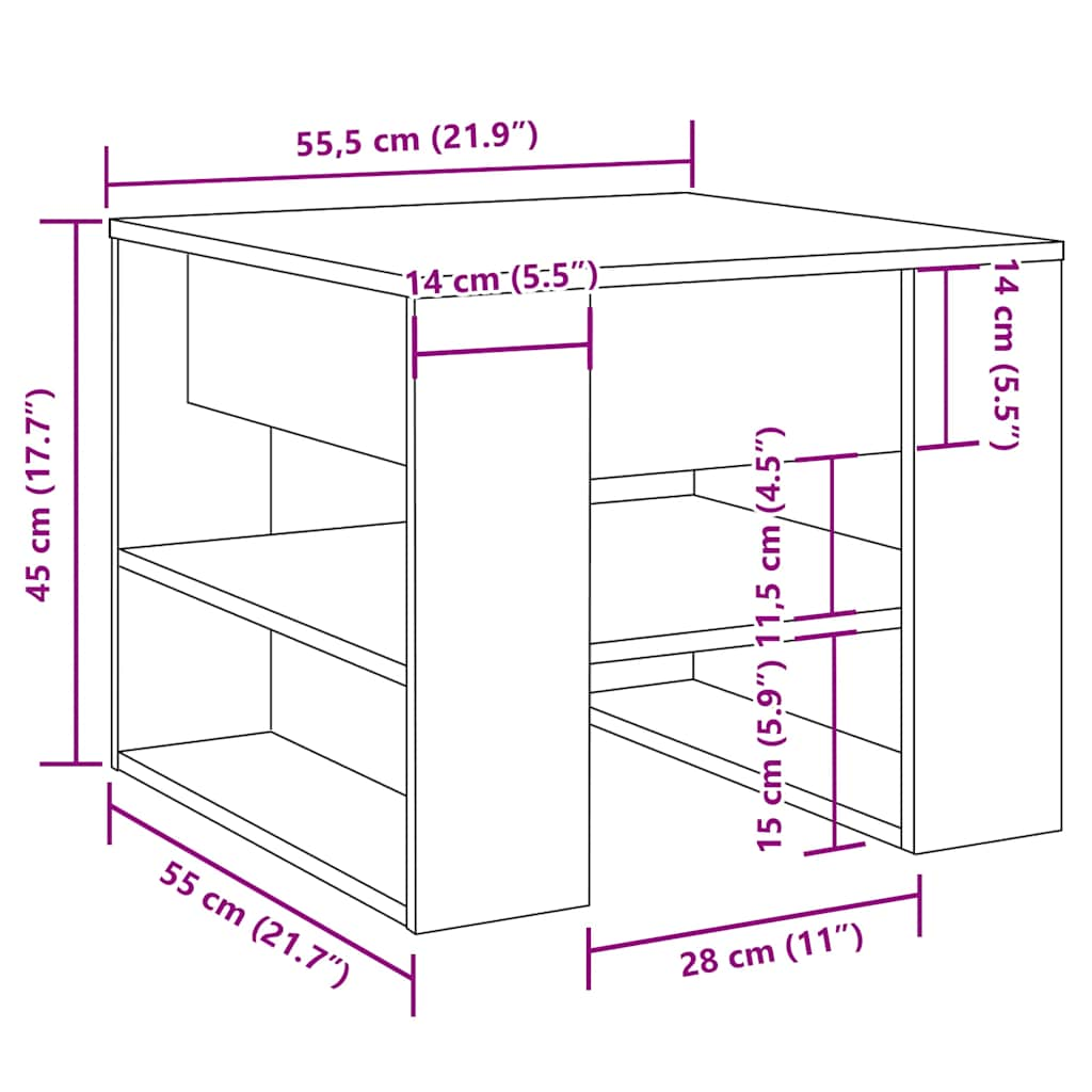 Masuta de cafea Stejar artizanal 55,5x55x45 cm Lemn prelucrat