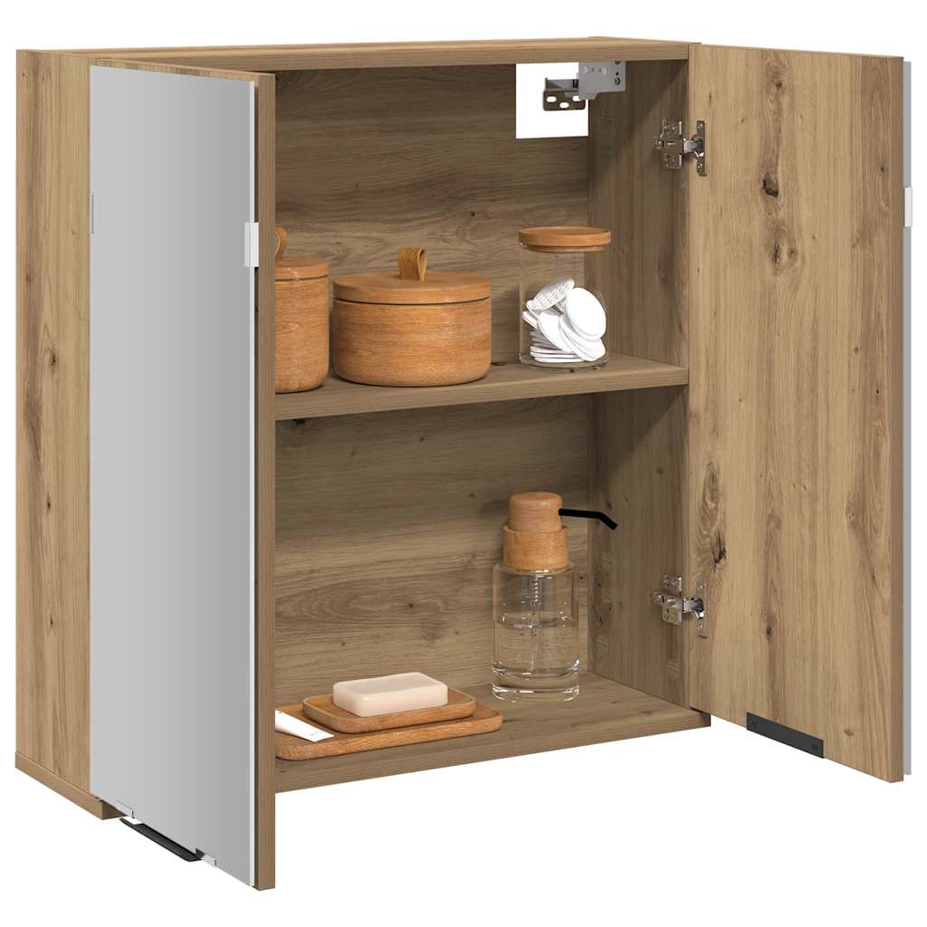 Dulap cu oglindă pentru baie Stejar artizanal Lemn prelucrat