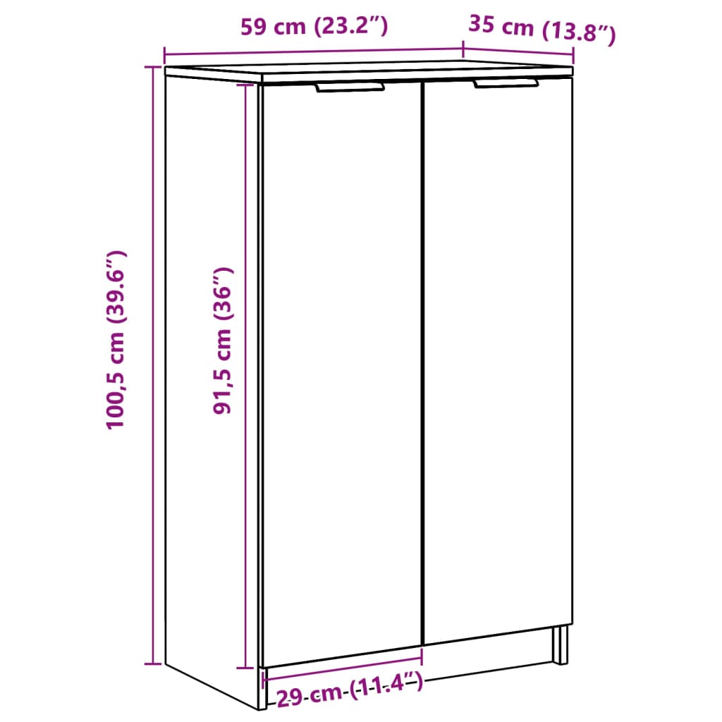 Pantofar, lemn vechi, 59x35x100,5 cm, lemn prelucrat