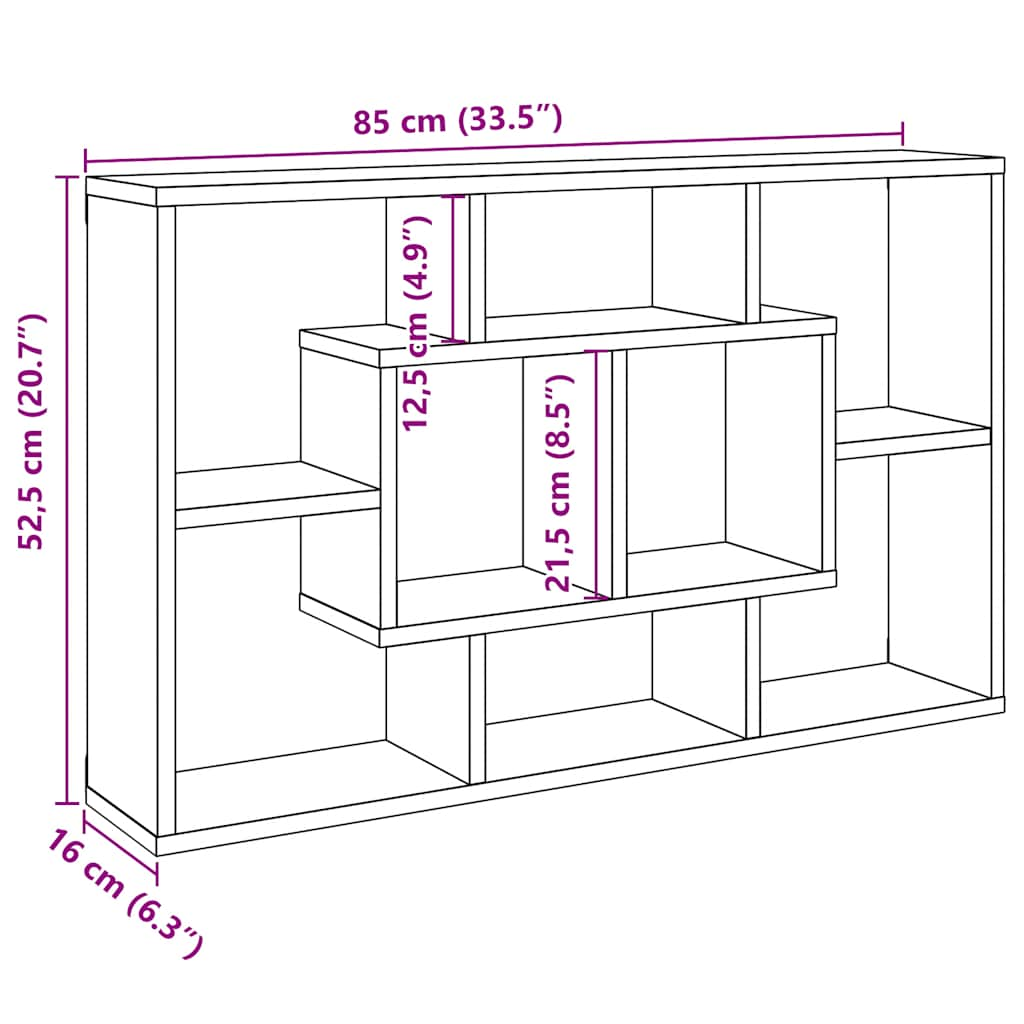 Raft de perete din lemn vechi 85x16x52,5 cm din lemn prelucrat