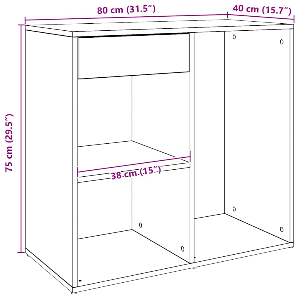 Dulap de cosmetice Artisan Stejar 80x40x75 cm Lemn prelucrat
