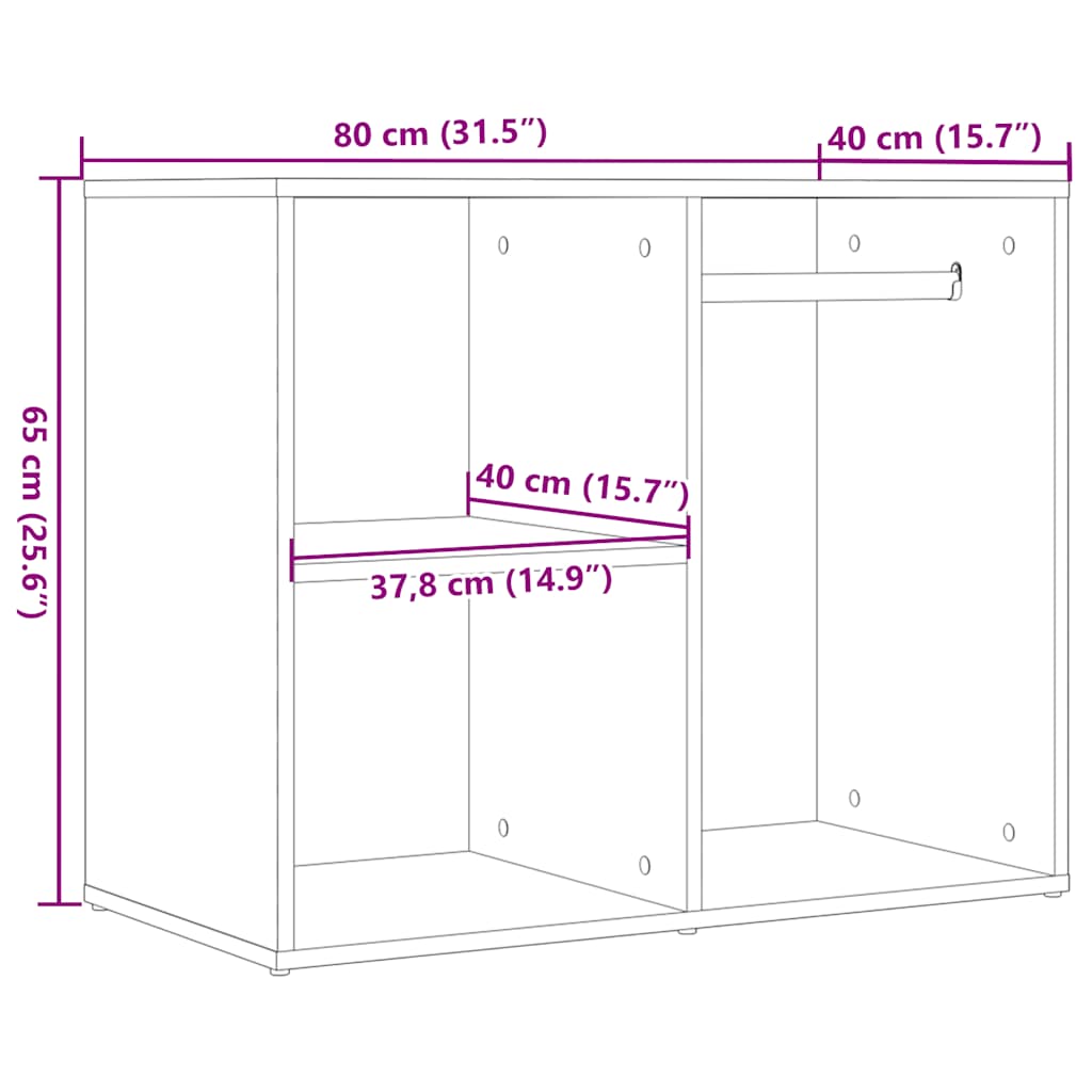 Dulap de toaletă Stejar artizanal 80x40x65 cm Lemn prelucrat