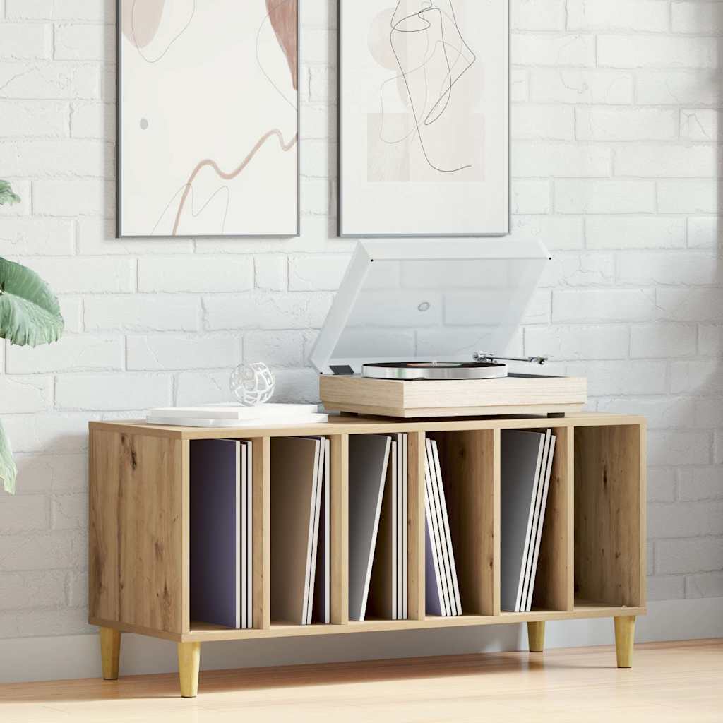 Dulap de discuri stejar artizanal, 100x38x48 cm, lemn prelucrat