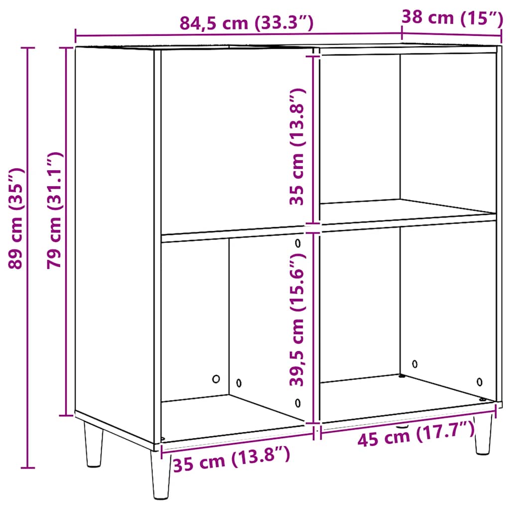 Dulap discuri stejar artizanal 84,5x38x89 cm lemn prelucrat