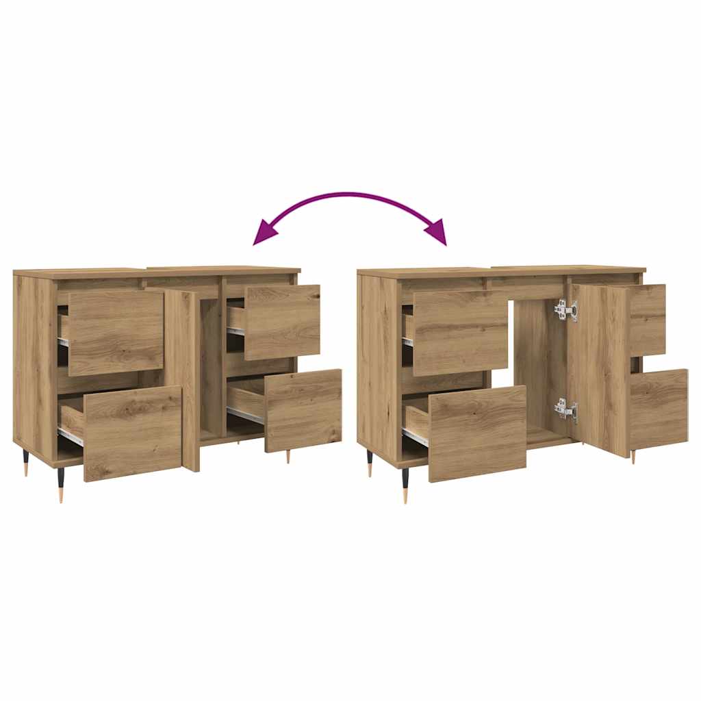 Dulap pentru baie stejar artizanal, 80x33x60 cm, lemn prelucrat