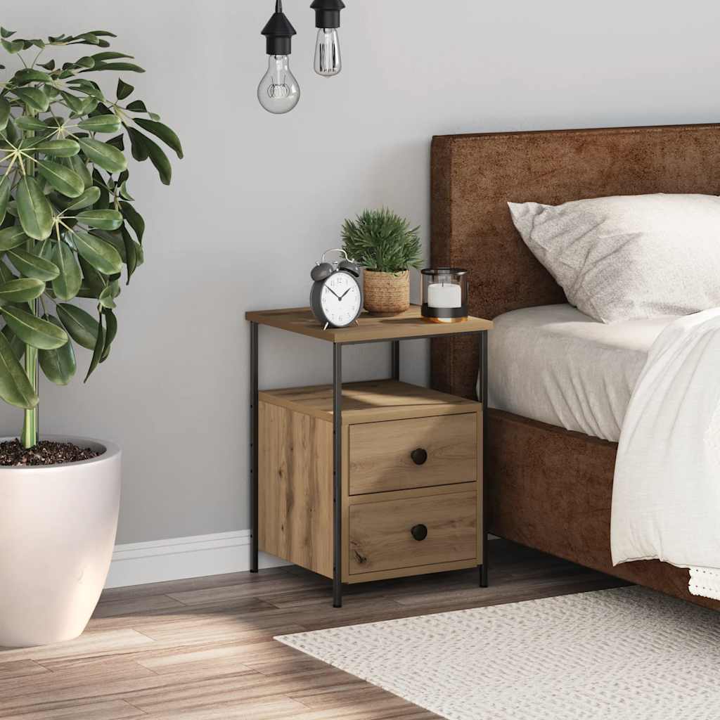 Noptieră, stejar artizanal, 34x35,5x50 cm, lemn prelucrat