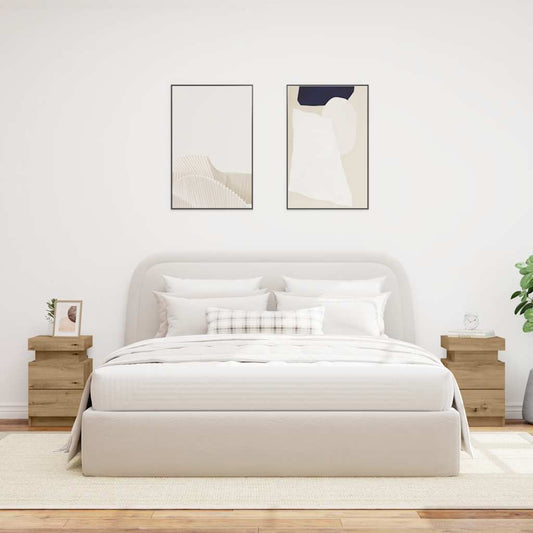 Noptiere 2 buc LED stejar artizanal 35x39x55 cm lemn prelucrat