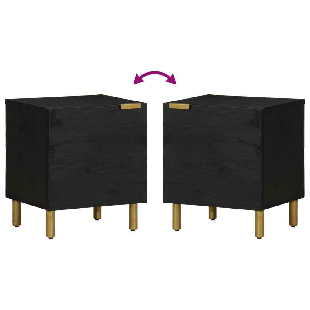 Noptieră, negru, 40x33x46 cm, lemn masiv de mango