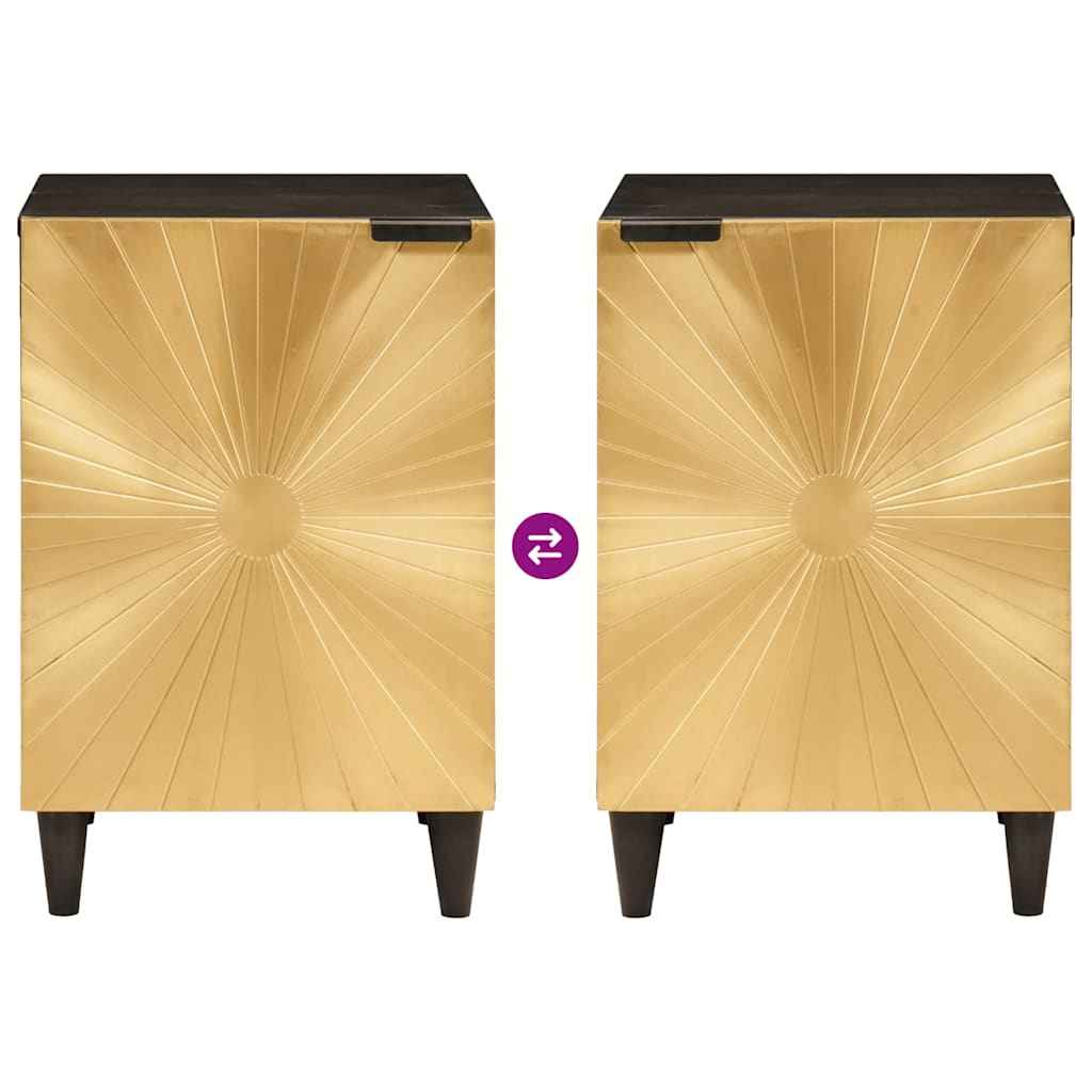 Dulap de Baie Negru și Aur 38 x 33 x 58 cm Lemn masiv de mango