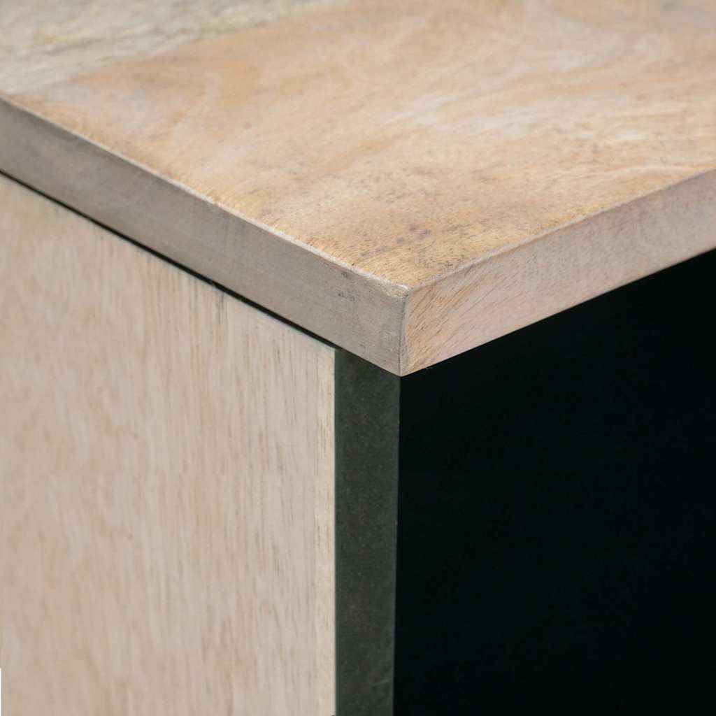 Masă de cafea cu raft Alb 80 x 54 x 40 cm Lemn masiv de acacia