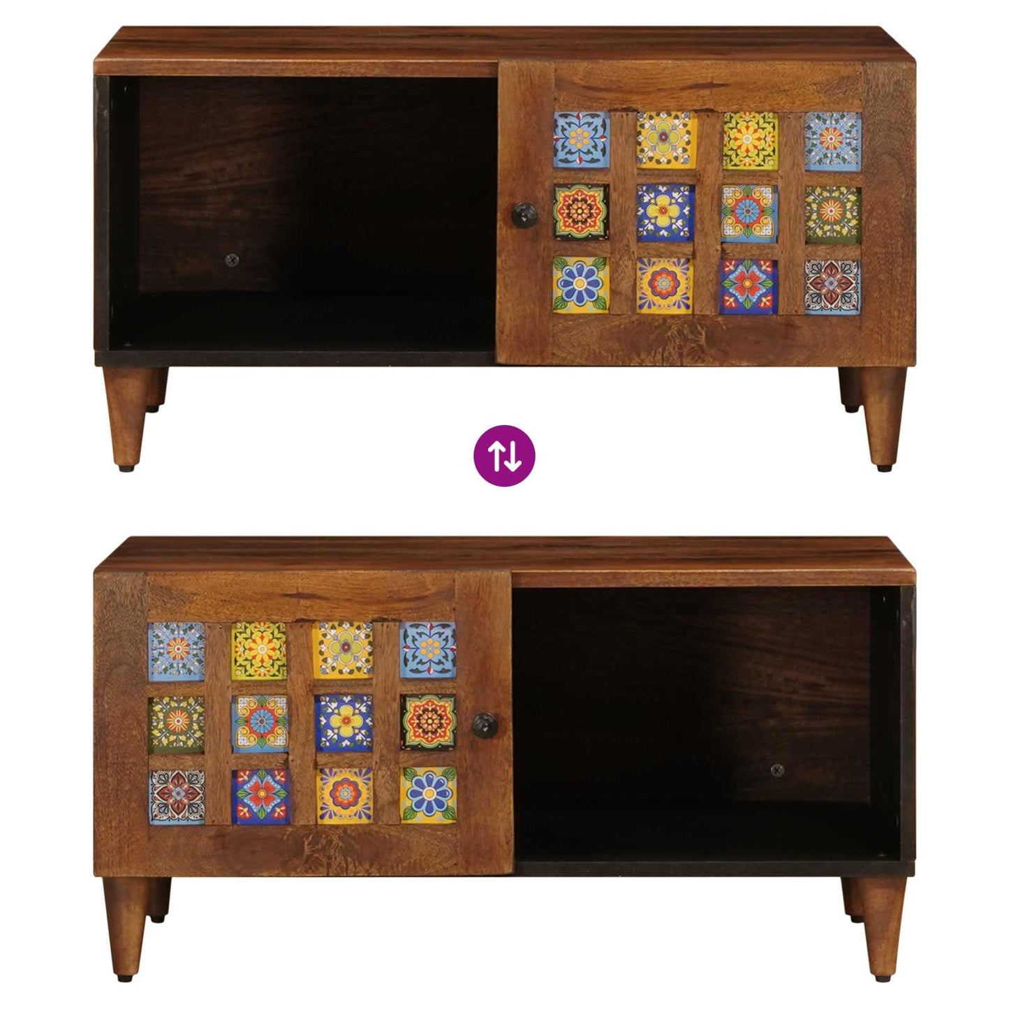 Masă de cafea Maro 80 x 50 x 40 cm Lemn de mango solid