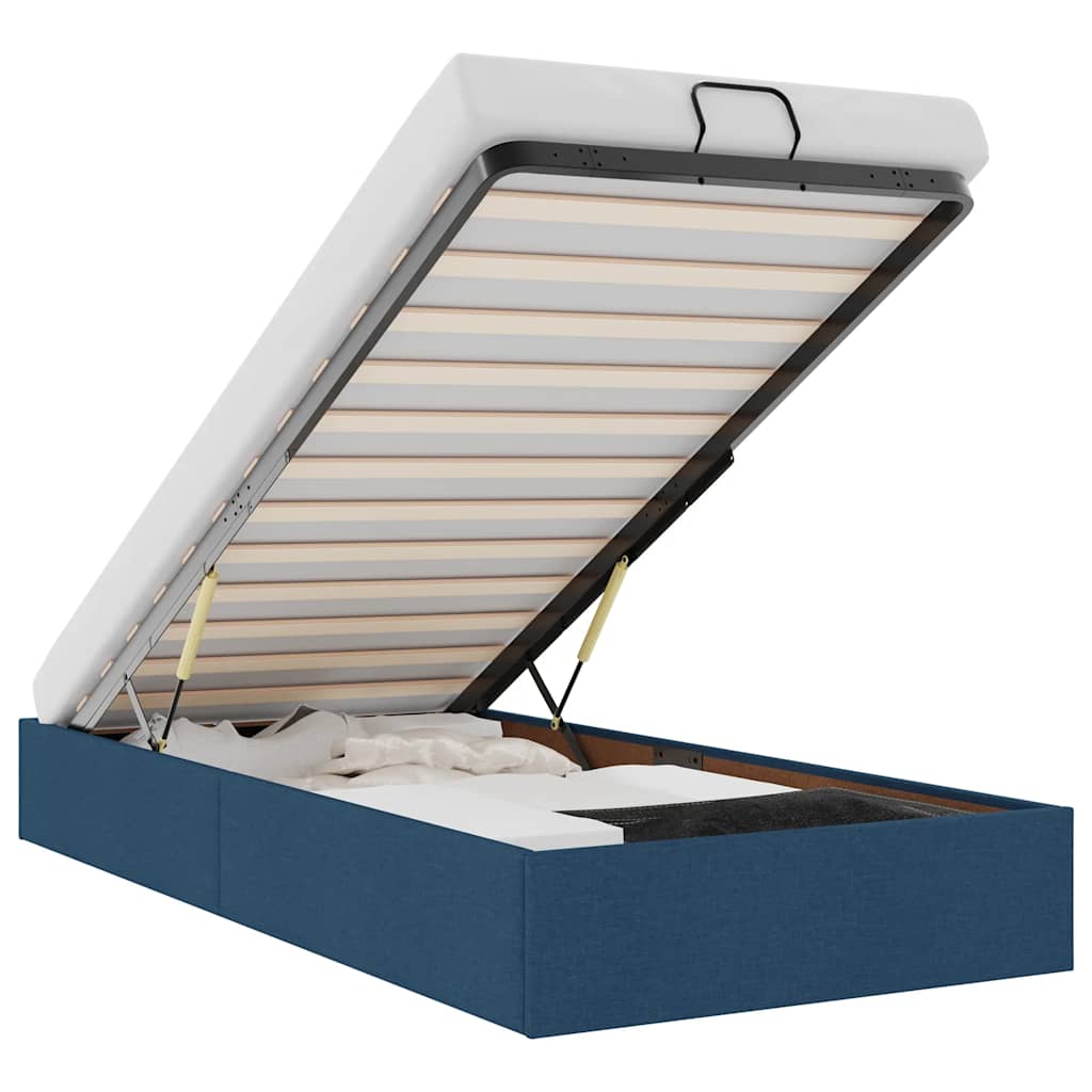 Cadru de pat otoman fără saltea țesătură albastră 80x200 cm