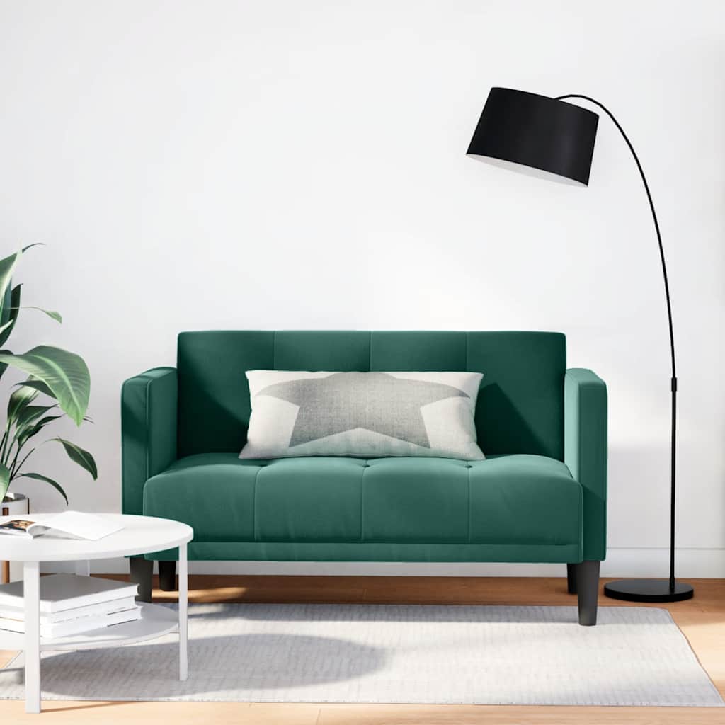 Canapea loveseat, verde închis, 111 cm, catifea - Vendito