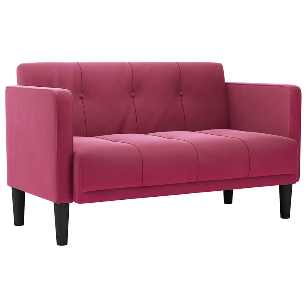 Canapea loveseat, vin roșu, 111 cm, catifea - Vendito