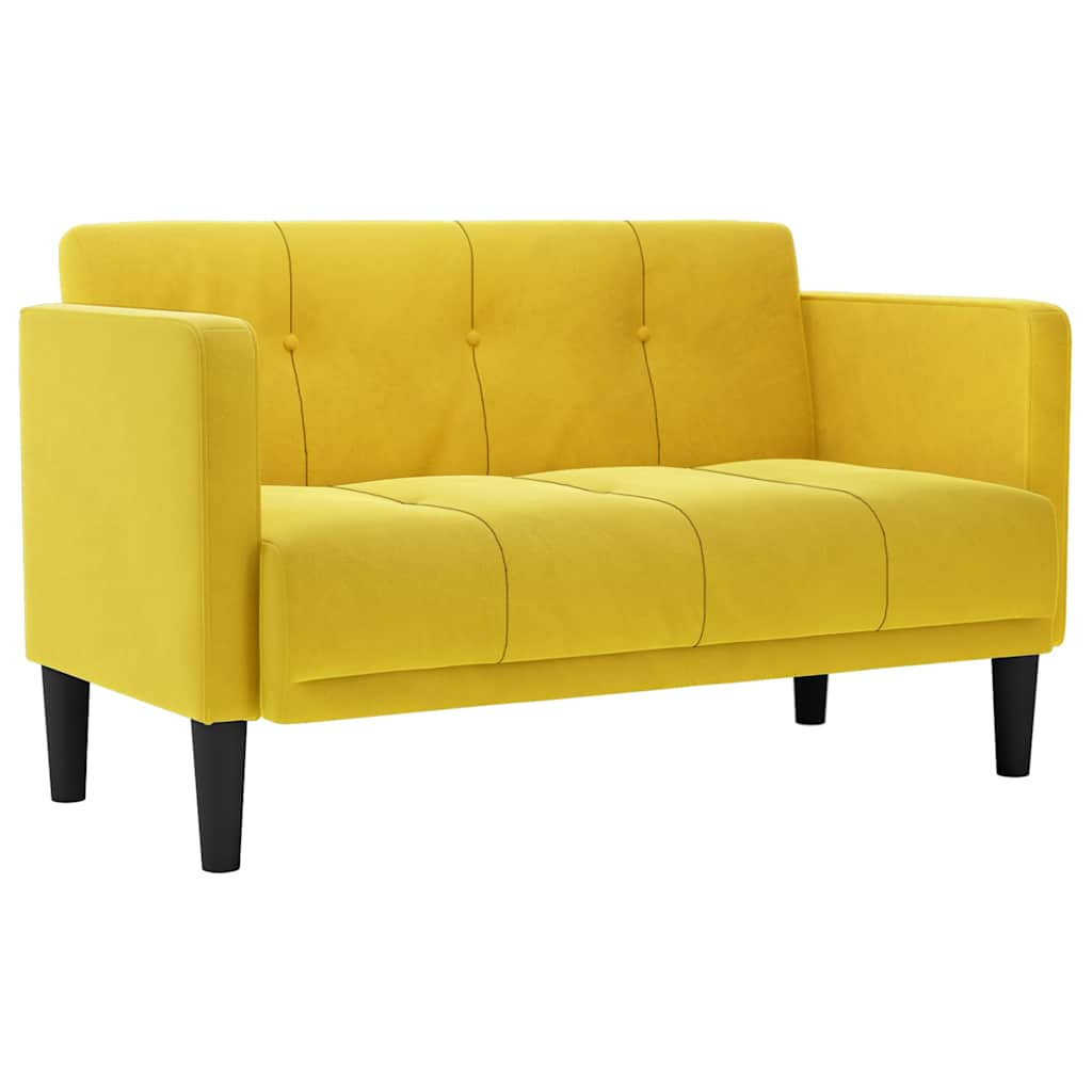 Canapea loveseat, galben, 111 cm, catifea - Vendito