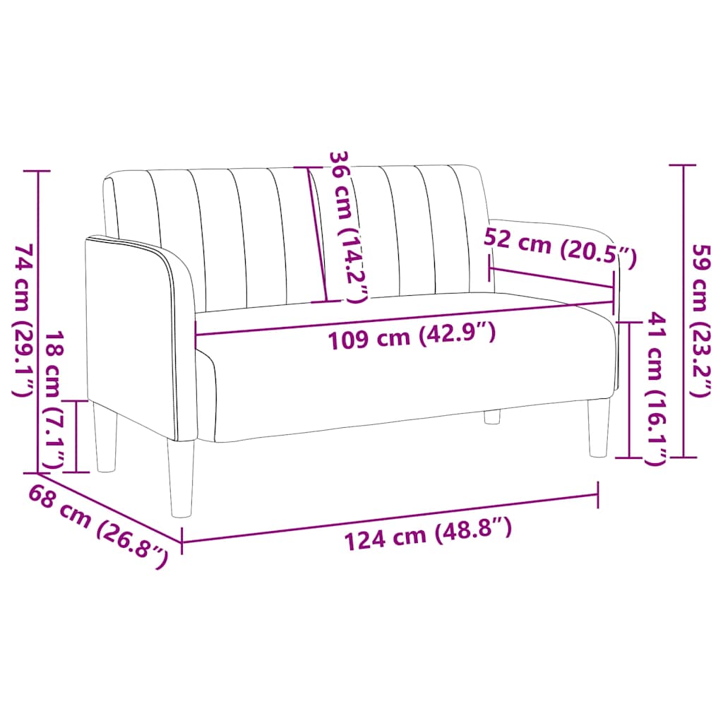 Canapea lovesea gri închis 109 cm catifea