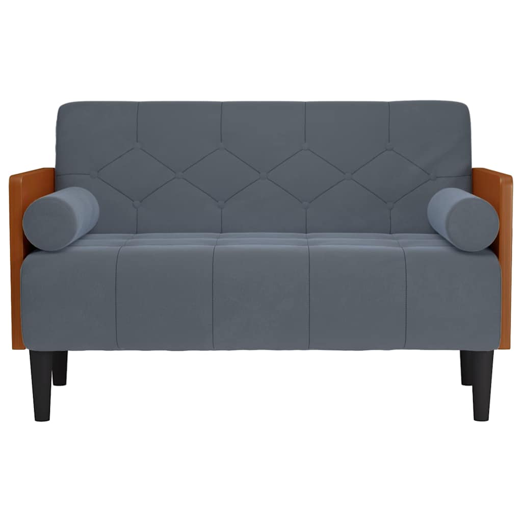 Canapea loveseat cu perne de sustinere gri închis 110cm catifea
