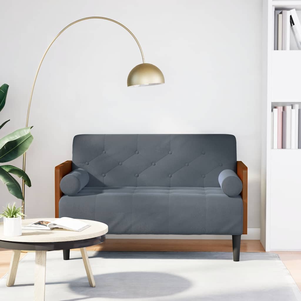 Canapea loveseat cu perne de sustinere gri închis 110cm catifea