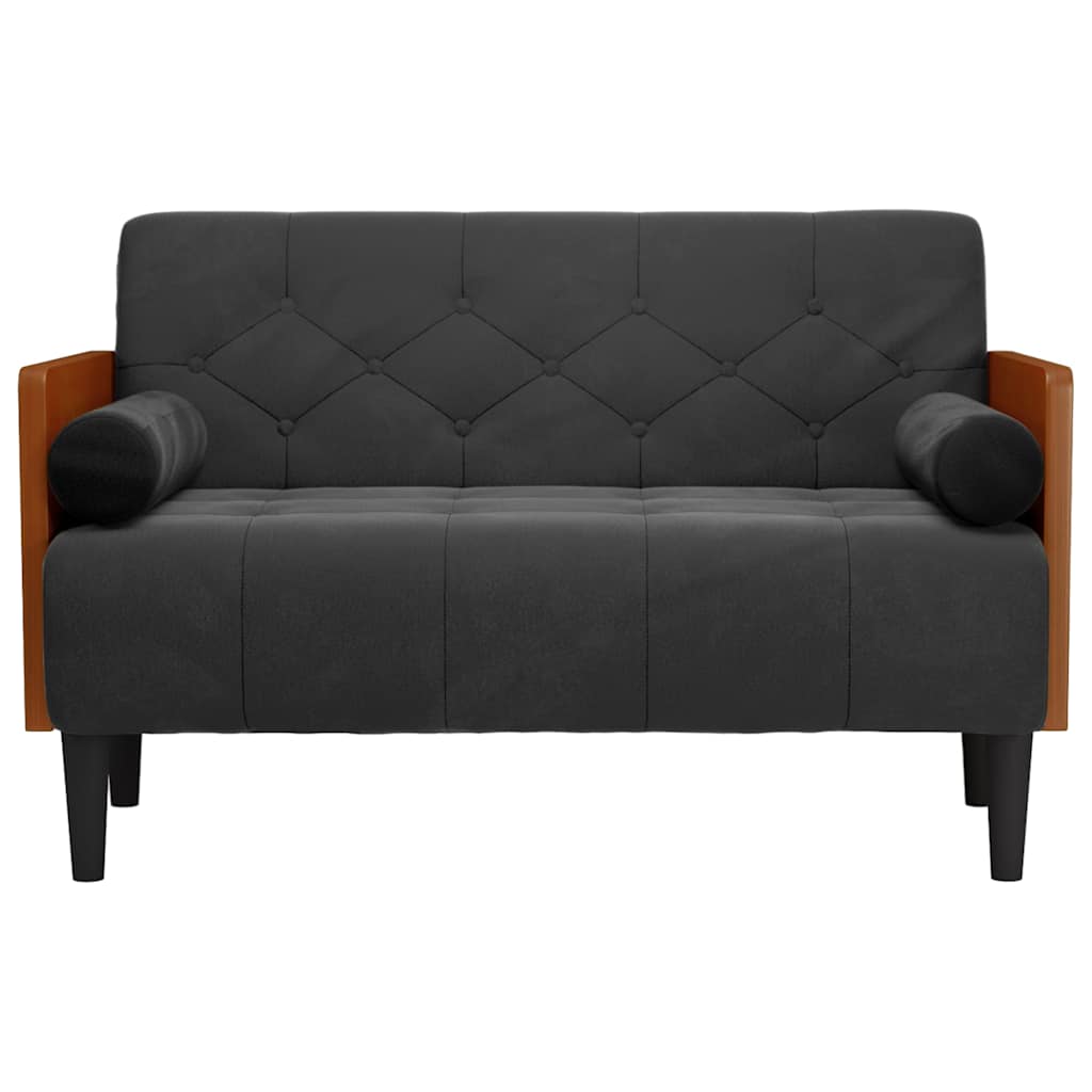 Canapea loveseat cu perne de suport negru 110 cm catifea