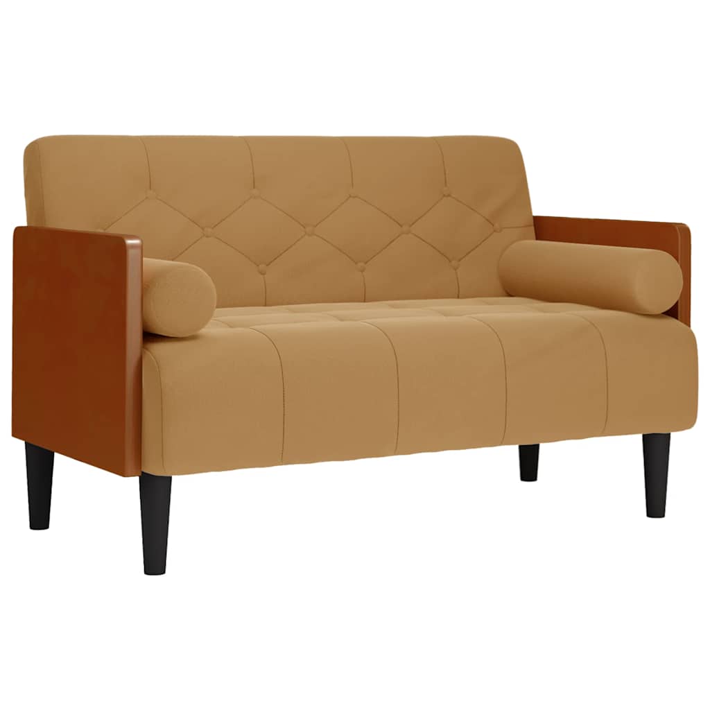 Canapea loveseat cu perne de suport maro 110 cm catifea