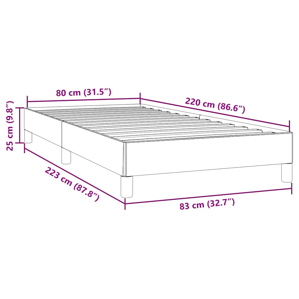 Cadru de pat fără saltea Negru 80x220 cm catifea