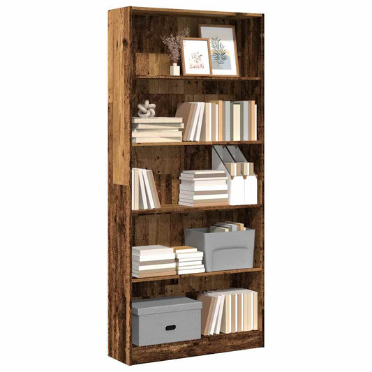 Bibliotecă, lemn vechi, 80x24x176 cm, lemn prelucrat