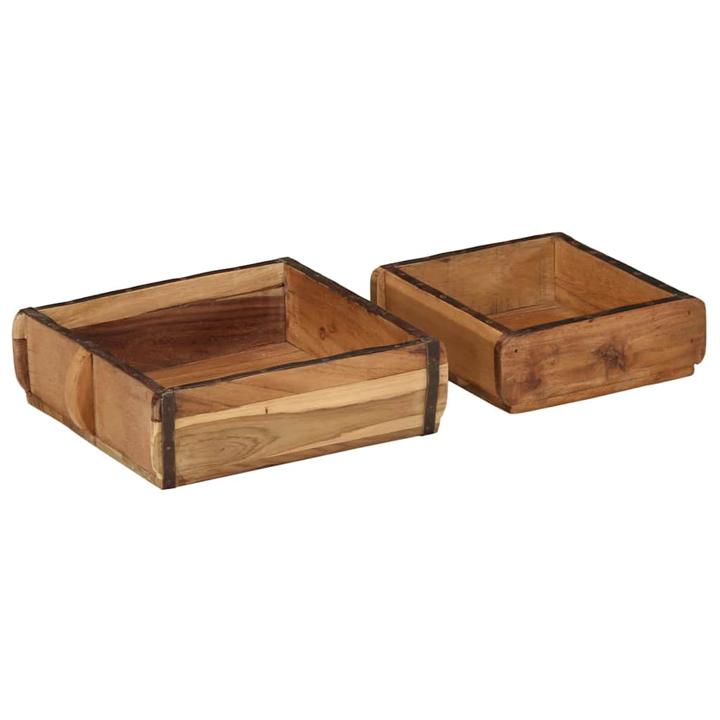 Tavă 2 pcs Maro 29 x 31 x 10 cm Lemn recuperat masiv